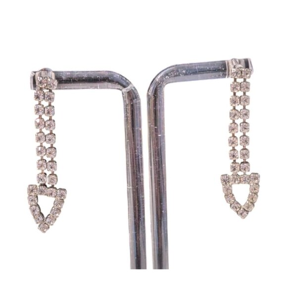Jewelry - Sterling Silver Drop Earrings With Pave Cubic Zirconia Arrow Shape Design
